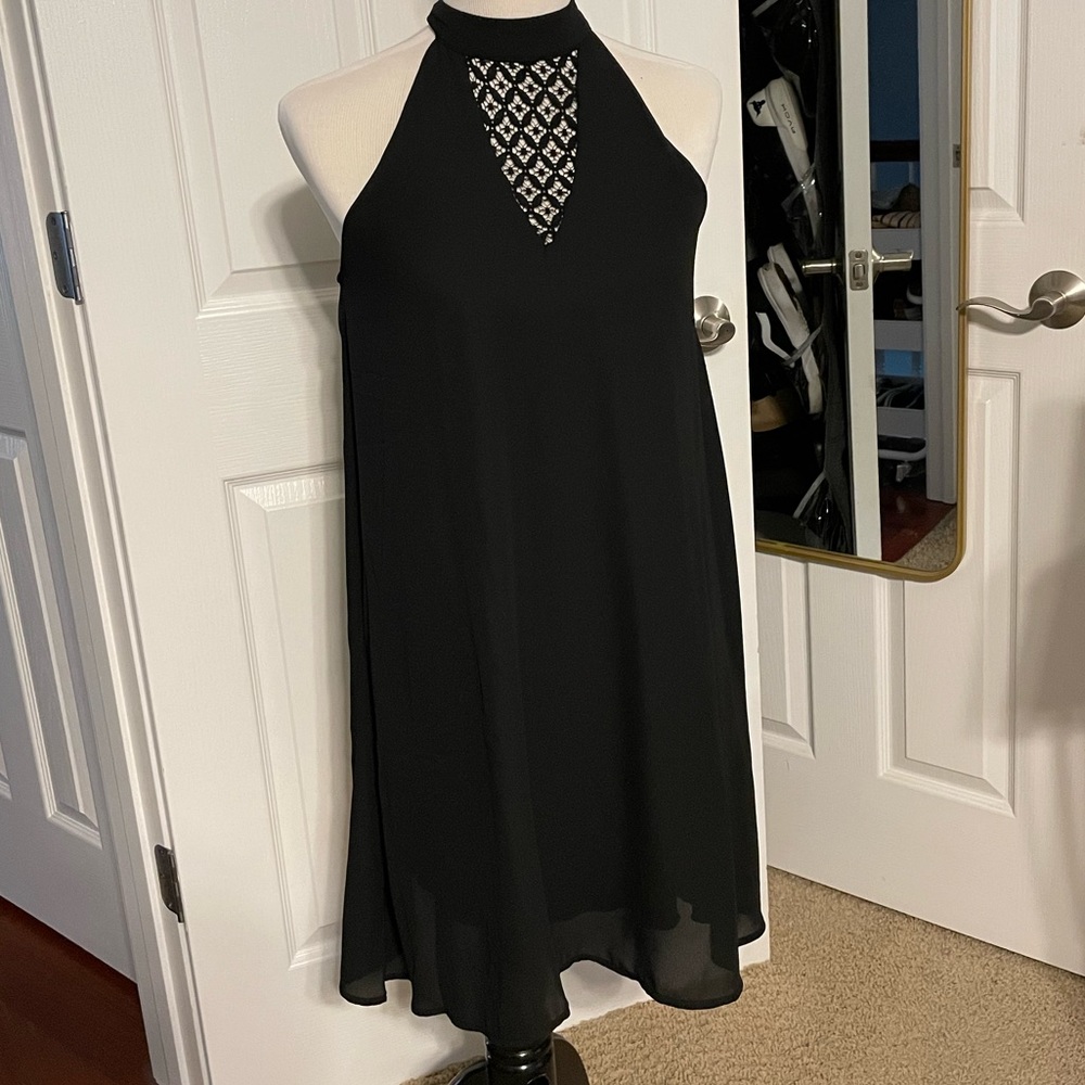 High Neck Dress with Lace Detail